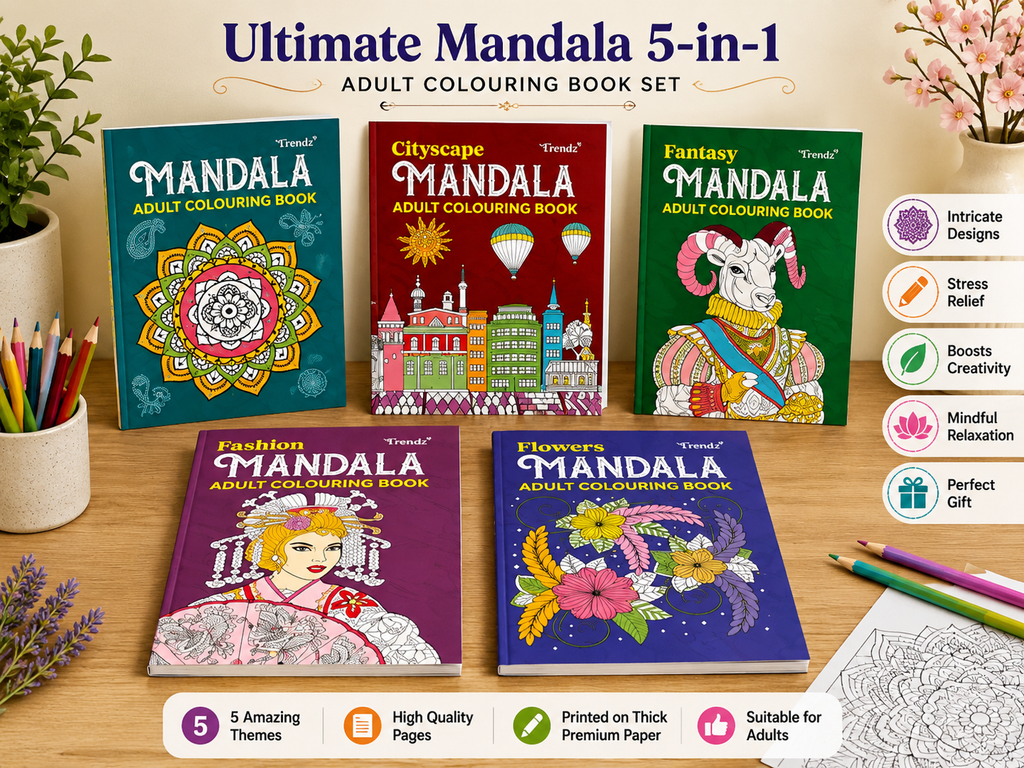 Ultimate Mandala 5-in-1 Adult Colouring Book Set